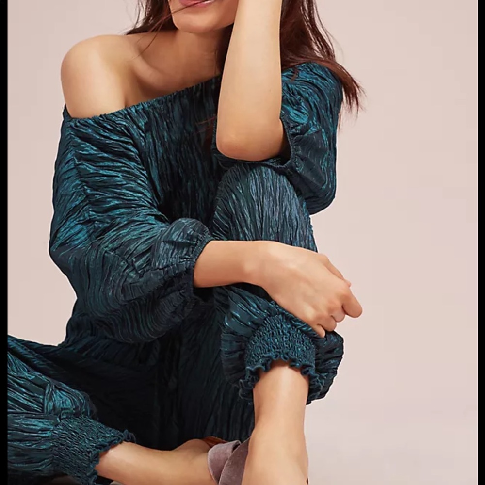 Anthropologie metallic jumpsuit